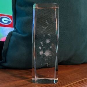 Laser-Cut Hummingbird‎ 3D 6” Tall Hexagon Paperweight